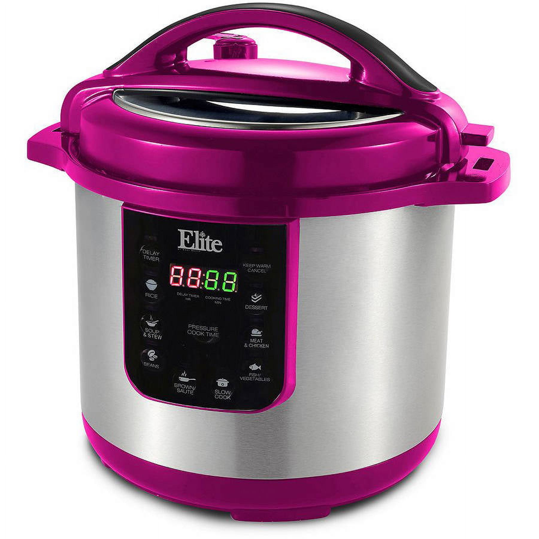Elite Platinum 8Qt. Electric Stainless Steel Pressure Cooker w 9 Function Digital Display Cinnamon Red EPC 813C