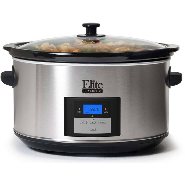Elite Platinum Large 8.5 Quart Digital Slow Cooker, Stainless Steel