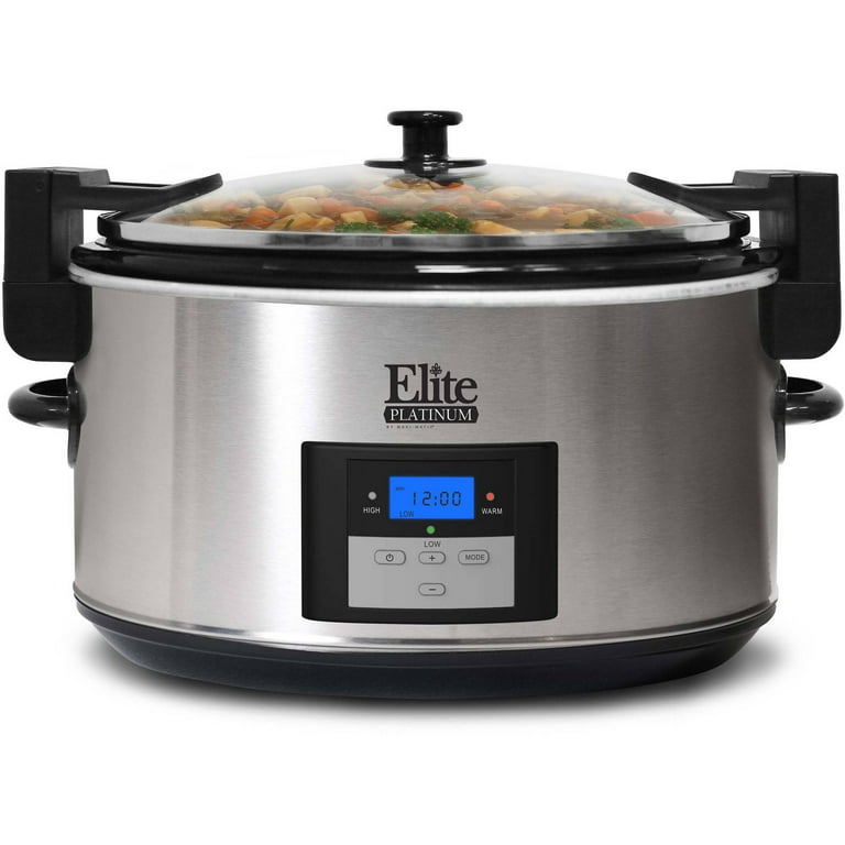 Elite 8.5-Quart Red Oval Slow Cooker with Stoneware Liner