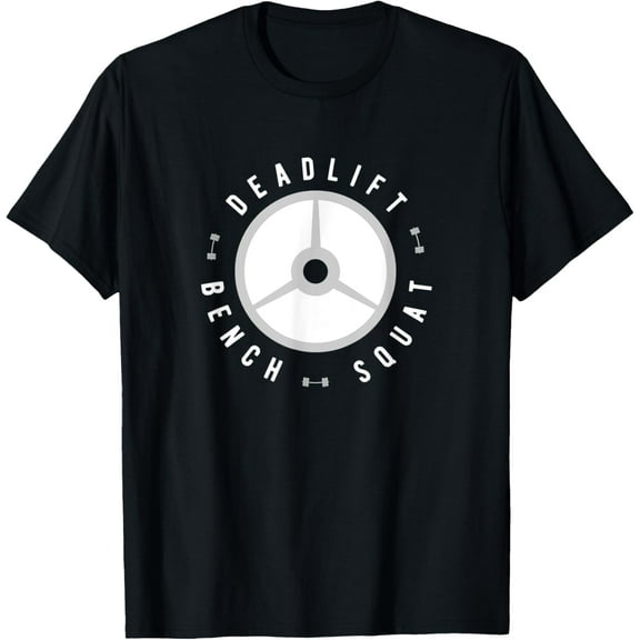 Elite Powerlifter Badge Deadlift Bench Squat Weight Plate T-Shirt men and women can wear, black, white, gifts