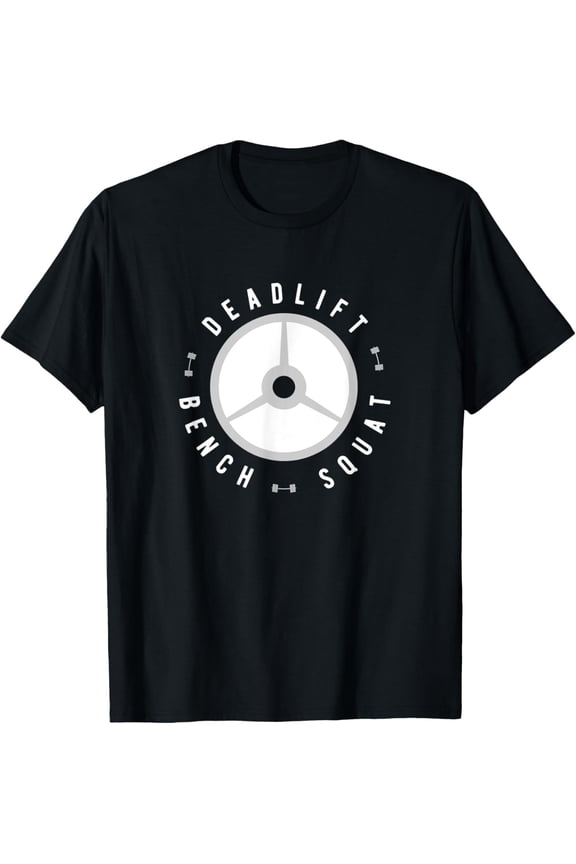 Elite Powerlifter Badge Deadlift Bench Squat Weight Plate T-Shirt men and women can wear, black, white, gifts