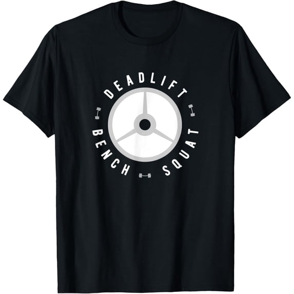 Elite Powerlifter Badge Deadlift Bench Squat Weight Plate T-Shirt men and women can wear, black, white, gifts