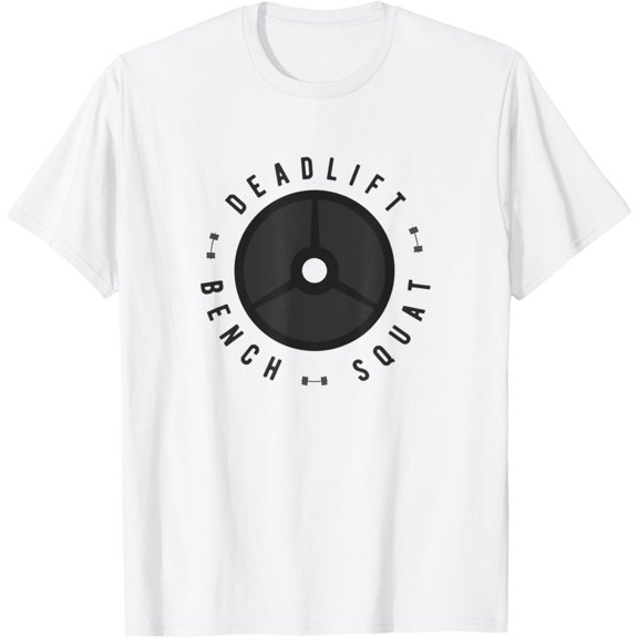 Elite Powerlifter Badge Deadlift Bench Squat Weight Plate T-Shirt men and women can wear, black, white, gifts