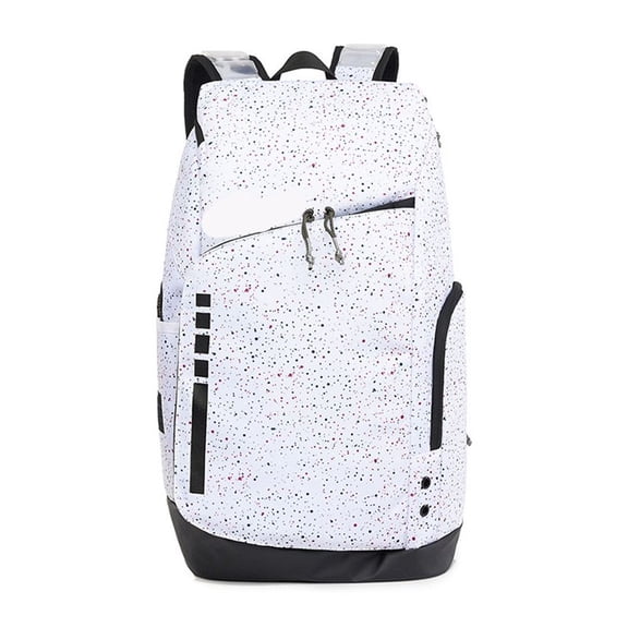 Elite Pro Multi-Compartment Air-Cushioned Basketball Backpack, Gym School Travel Backpack, White Speckled White