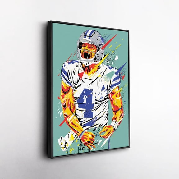 Elite Quarterback Pop Art Poster Featuring Dak Prescott Explosive Football Action NFL Sports Wall Decor Dallas Cowboys Fan Style Size 24x36 Unframed Poster