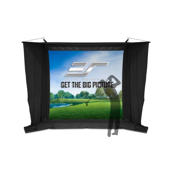 Elite Screen - GolfSim Electric, Retractable Golf Impact Screen, Front Projection, Remote Control, 10'x7'
