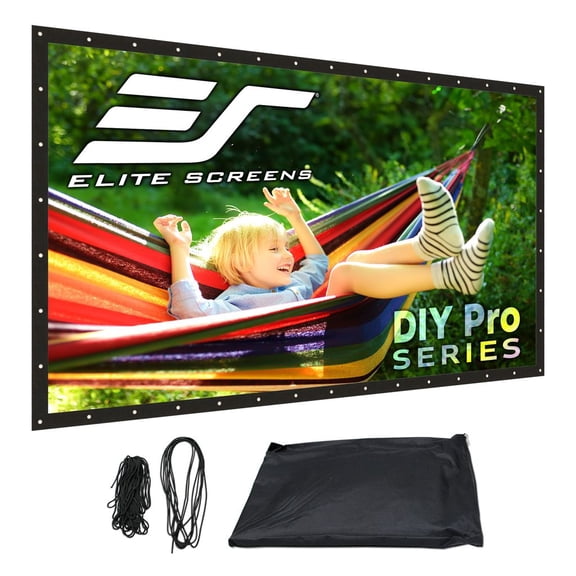 Elite Screens DIY Pro Series, 220" Diagonal, 16:9, Matte White Front Projection Material, Metal Grommets, Ropes,