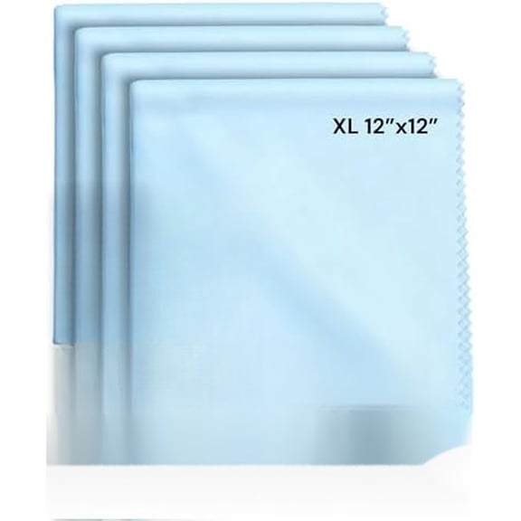 Elite Screens Microfiber Cleaning Cloth - 12" x 12", 4-Pack, Blue - Oversized Screen Cleaning Cloth - Streak-Free Glasses Wipes - Scratch-Resistant Lens Wipes for Eyeglasses