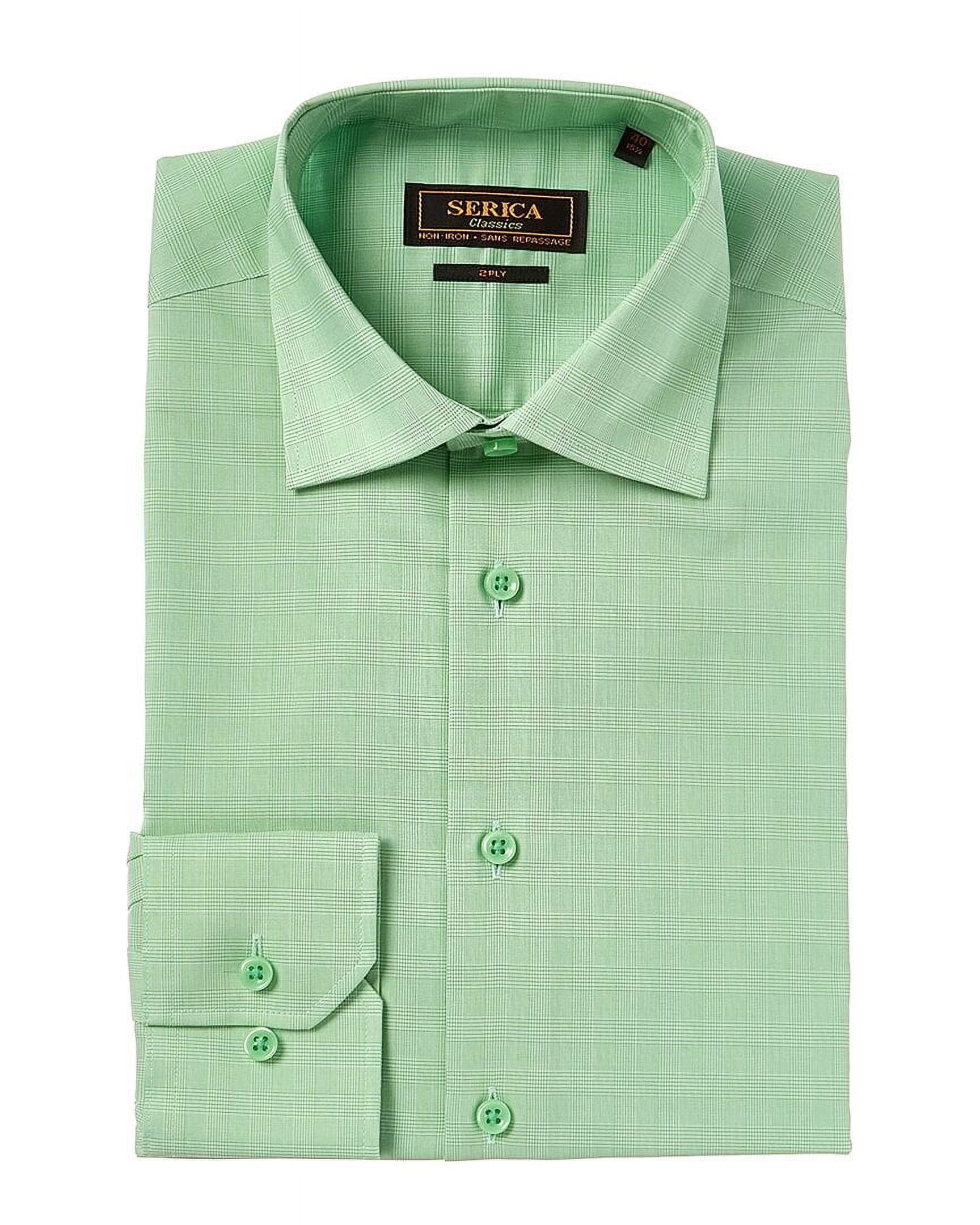 Elite Serica mens Classics Dress Shirt, 17, Green