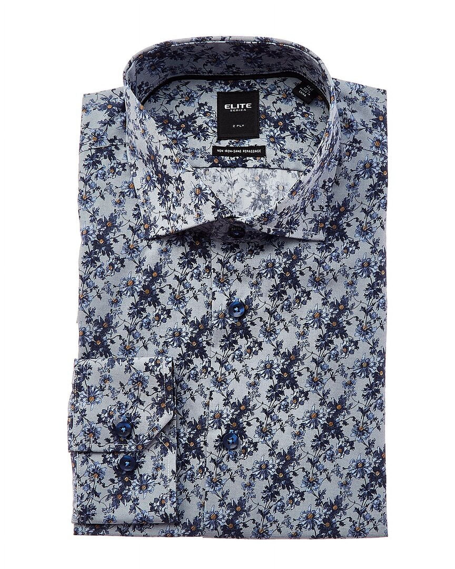 Elite Serica mens Trim Fit Dress Shirt, 17.5, Blue