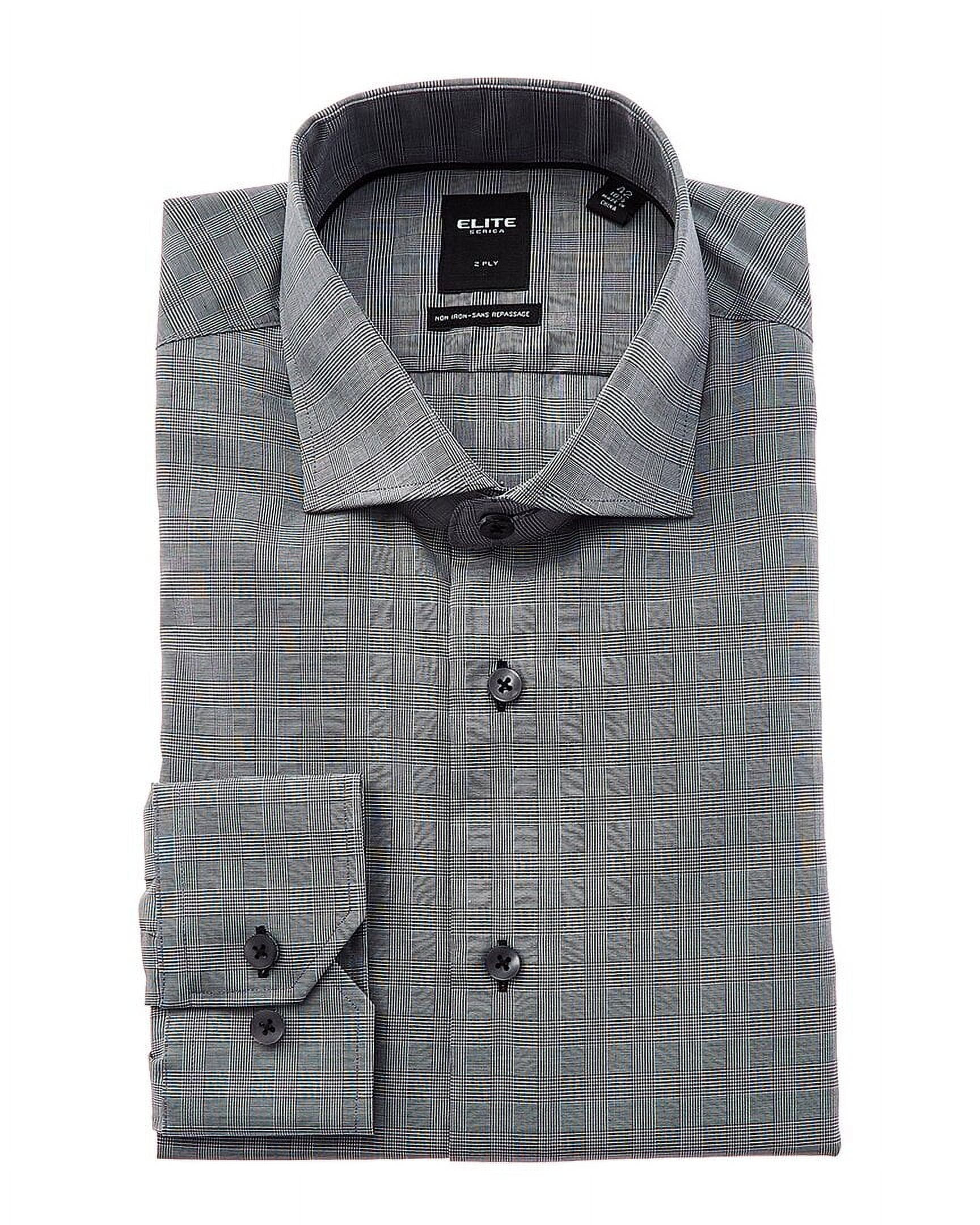 Elite Serica mens Trim Fit Dress Shirt, 17, Black