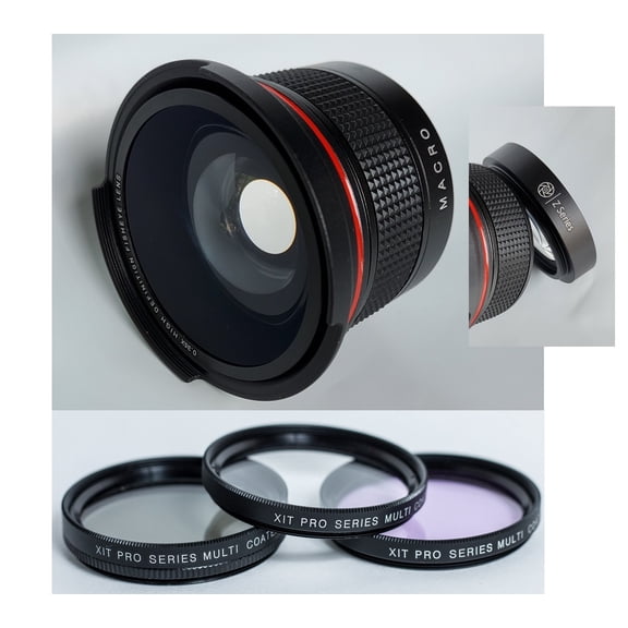 Elite Series HD Fisheye Lens and 3-Pc Filter Kit for Sony Alpha A6600 ILCE-6600 (55mm Size)
