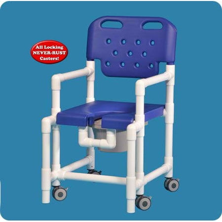 Elite Shower Chair Commode with Anti-Tip Feature - ELT817PATGSB - 38" H x 21" W x 28" D - Gray Seat and Backrest