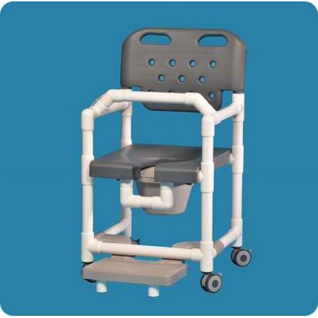 Elite Shower Chair Commode with Slideout Footrest and Lap Bar - ELT820PFRLBGSB - 41" H x 21" W x 22" D - Gray Seat and Backrest