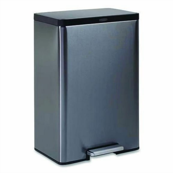 Elite Step-On Trash Can, 12 gal, Metal, Charcoal Stainless Steel/Black | Bundle of 2