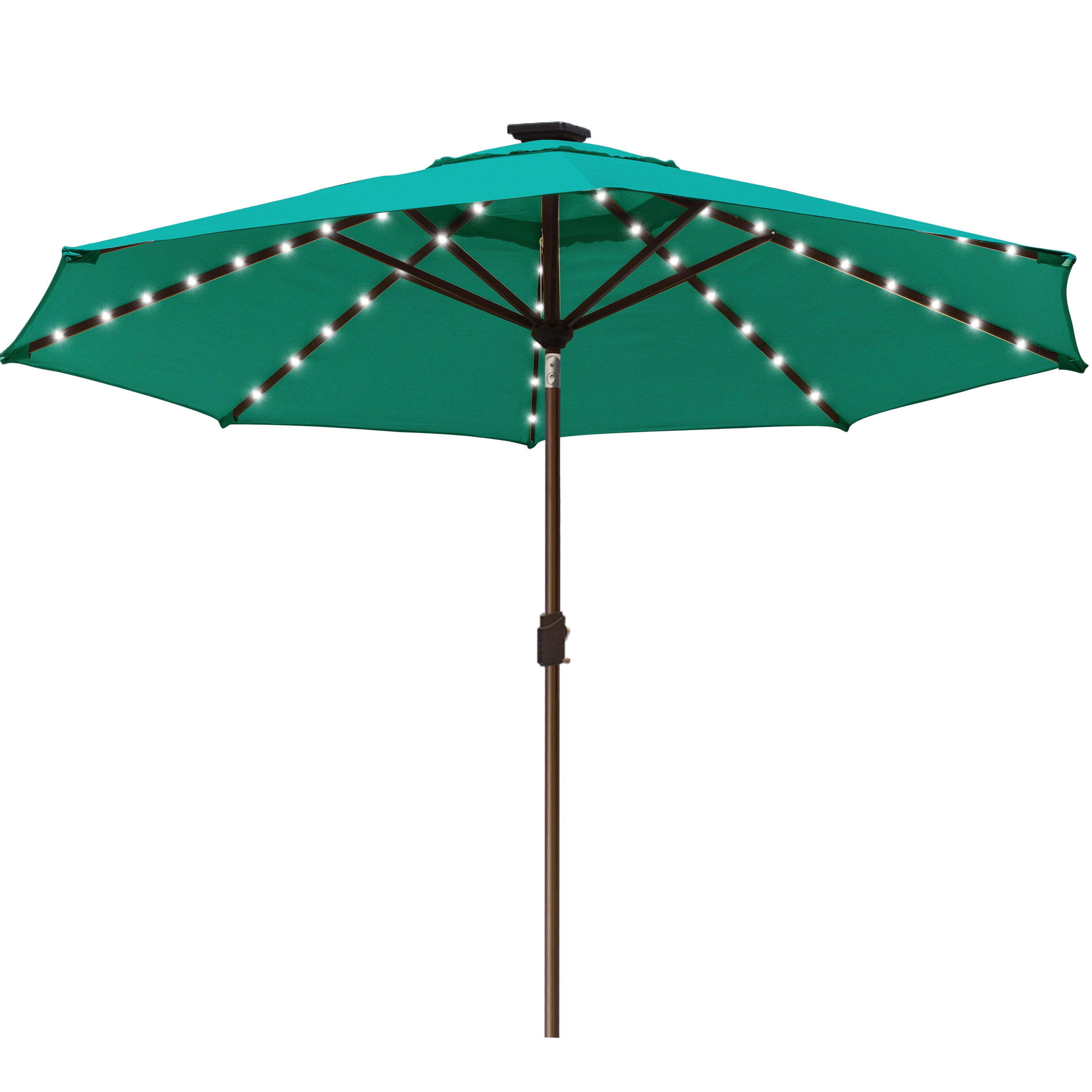 EliteShade Sunbrella Solar Umbrellas 9ft Market Umbrella with 80 LED Lights Patio Umbrellas Outdoor Table Umbrella with Ventilation and 5 Years Non-Fading Top,Turquoise