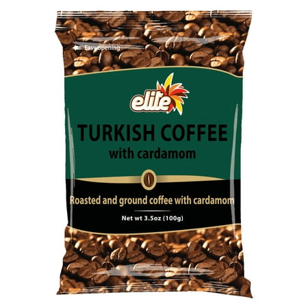 Elite Turkish Roasted Ground Coffee with Cardamom, 3.5 oz Bag