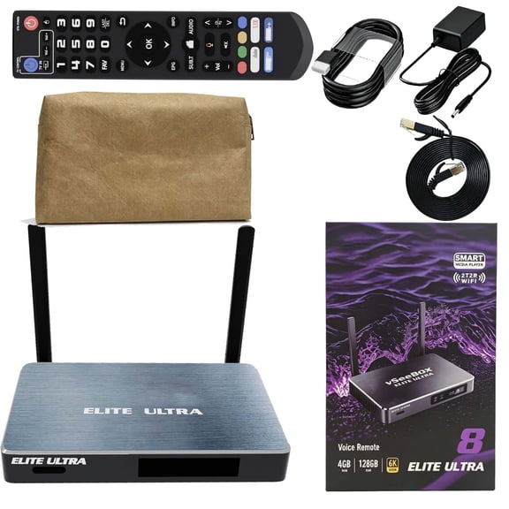 Elite Ultra Android TV Box with Remote Control Replacement Backlit Smart Bluetooth Voice Command