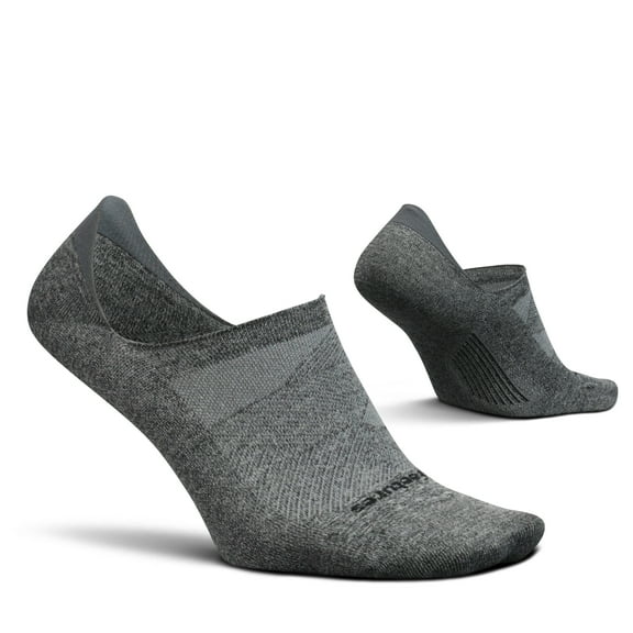 Feetures Elite Ultra Light Invisible Socks - Anti-Slip Sport Sock Liner with Targeted Compression - Gray, L (1 Pair)