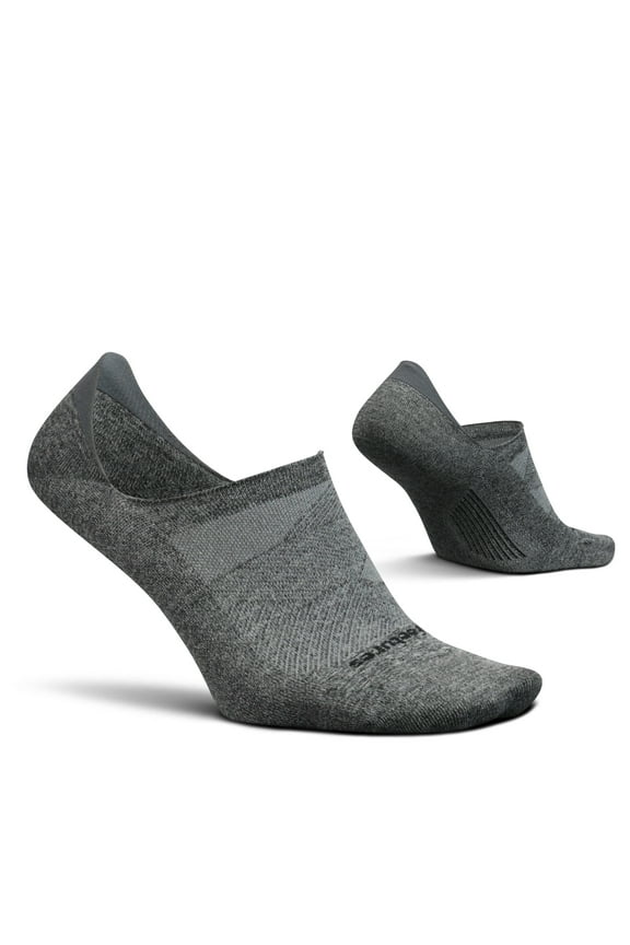 Feetures Elite Ultra Light Invisible Socks - Anti-Slip Sport Sock Liner with Targeted Compression - Gray, M (1 Pair)