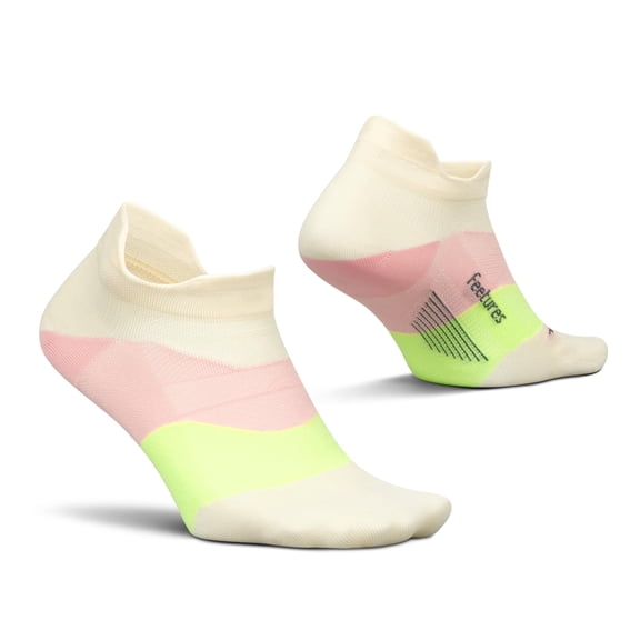 Feetures Elite Ultra Light Cushion Ankle Socks - Sport Sock with Targeted Compression - Sandy Melon, L (1 Pair)