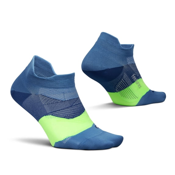 Feetures Elite Ultra Light Cushion Ankle Socks - Sport Sock with Targeted Compression - Bahama Blue, L (1 Pair)