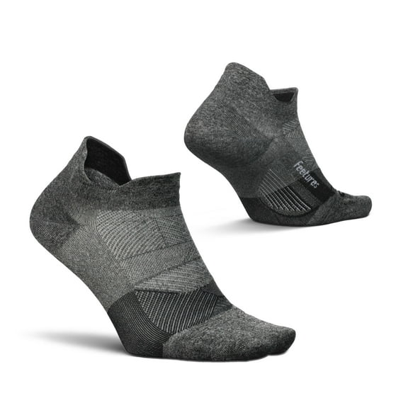 Feetures Elite Ultra Light Cushion Ankle Socks - Sport Sock with Targeted Compression - New Gray, S (1 Pair)
