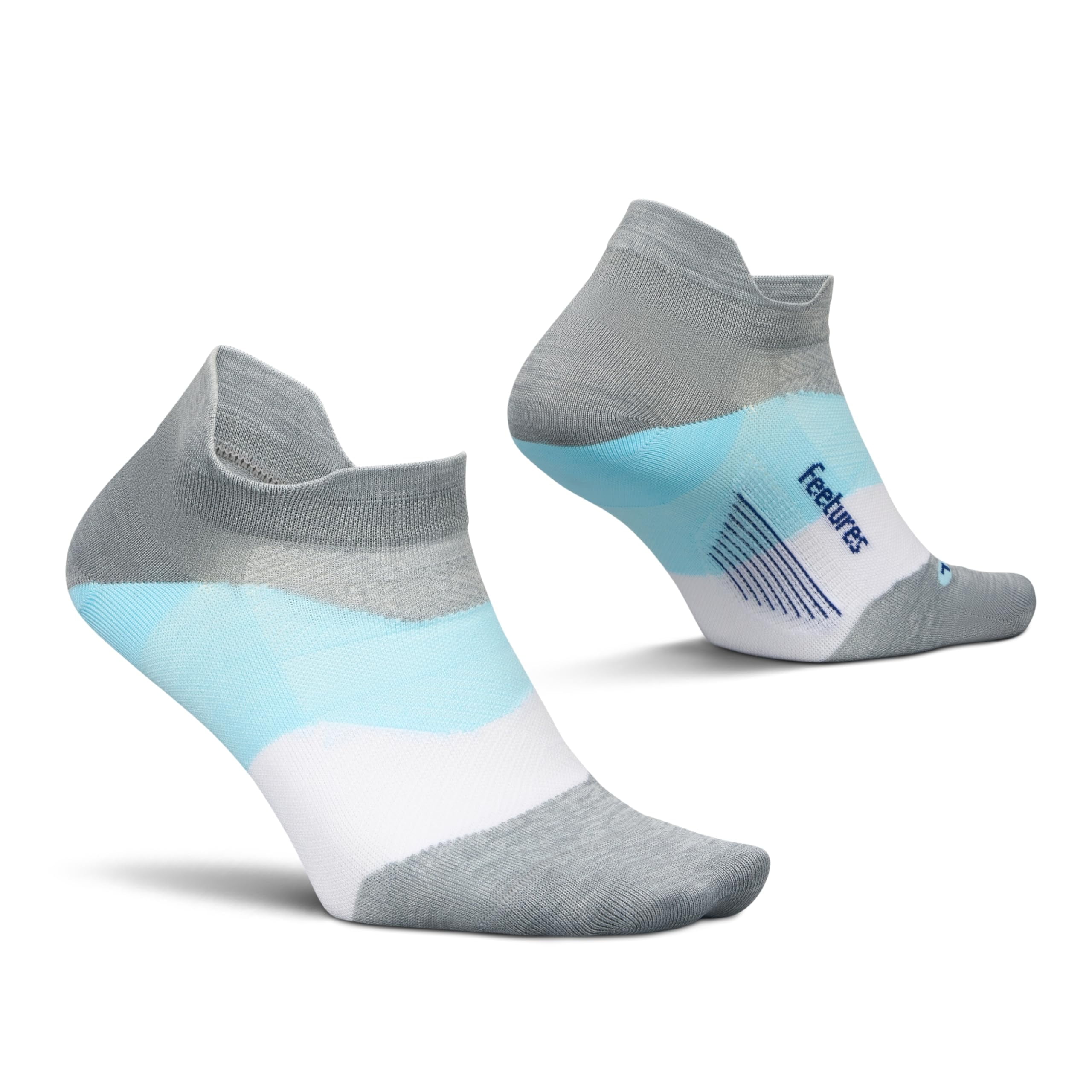 Feetures Elite Ultra Light Cushion Ankle Socks - Sport Sock with Targeted Compression - Gray Sky, S (1 Pair)