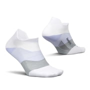 Feetures Elite Ultra Light Cushion Ankle Socks - Sport Sock with Targeted Compression - White Lilatech, L 1 Pair