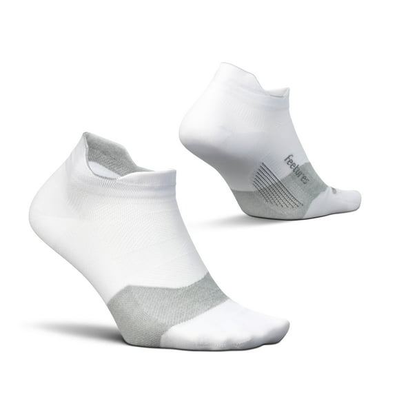 Feetures Elite Ultra Light Cushion Ankle Socks - Sport Sock with Targeted Compression - New White, L (1 Pair)