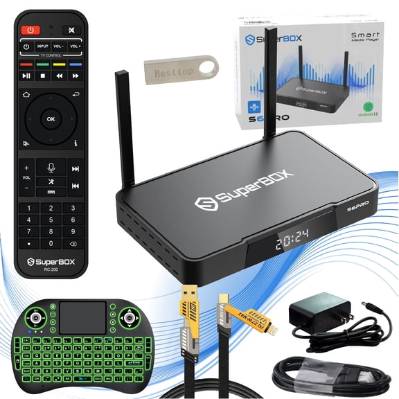 Superbox S6 Pro for TV 2025 Fully Loaded, Wireless Voice Remote Included, 1000M Ethernet Port Super Box with Voice Remote, Time Shift & Parental Controls, 4G RAM+32G ROM, 6K, Authorised Seller