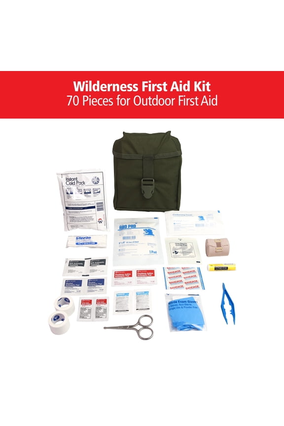 Elite Wilderness First Aid Kit, 70 Pieces – Comprehensive Emergency Survival Medical Supplies for Camping, Hiking, Backpacking, Car, Home, and Outdoor Adventures