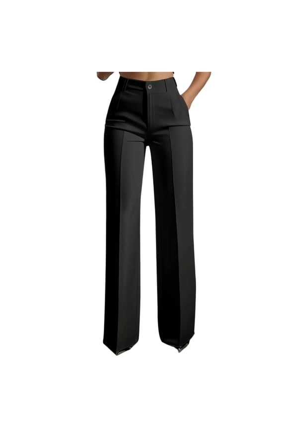 Elite Women's High-Waist Dress Pants - Tailored Straight-Leg Trousers - Smooth Wrinkle-Free Office Wear - Chic Smart-Casual Wardrobe Staple 2026