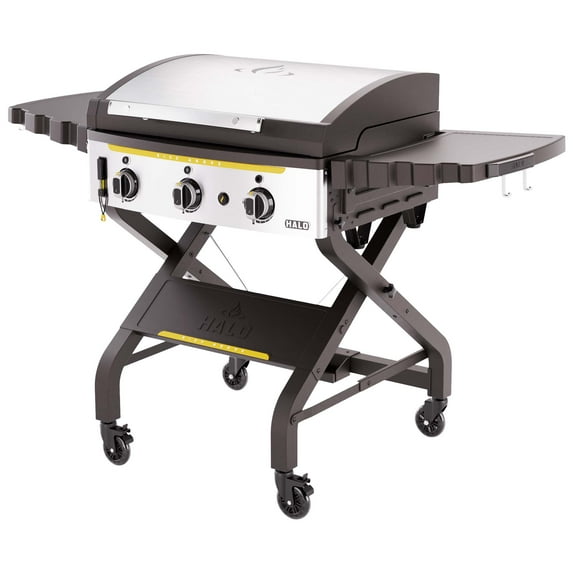 HALO Elite3B 3-Burner Outdoor Propane Gas Griddle with Lid and Rear Grease System