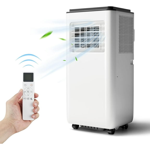 EliteEdge 10000 BTU Portable Air Conditioner, Cools Rooms up to 450 Sq. Ft, Smart Control Panel & Remote, 4 Modes (Cool, Dry, Fan, Sleep), 24H Timer, Portable AC for Home, Office, Bedroom, White