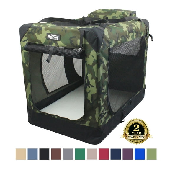 EliteField 3-Door Folding Soft Dog Crate with Carrying Bag and Fleece Bed (2 Year Warranty), Indoor & Outdoor Pet Home