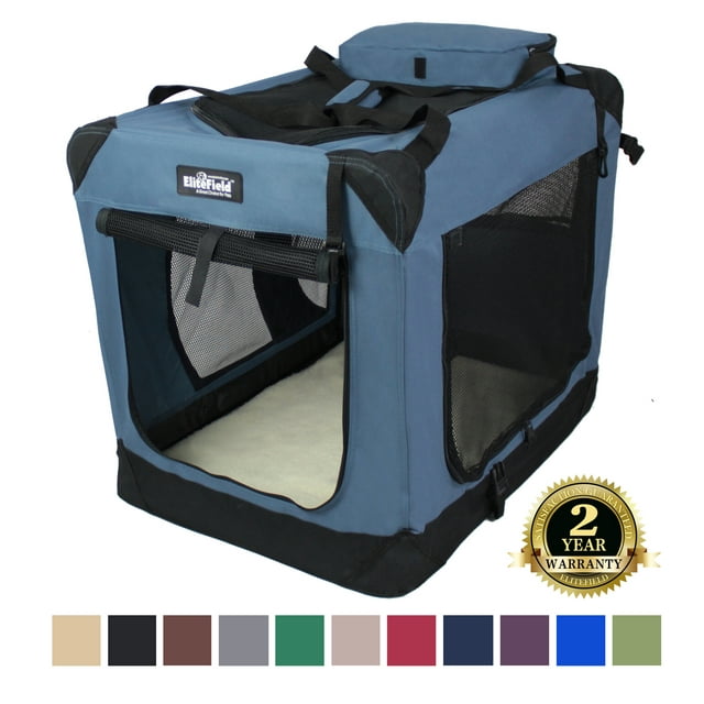 EliteField 3Door Folding Soft Dog Crate with Carrying Bag and Fleece