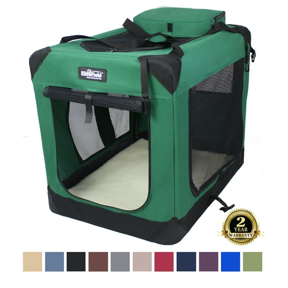 EliteField 3-Door Folding Soft Dog Crate with Carrying Bag and Fleece Bed (2 Year Warranty), Indoor & Outdoor Pet Home