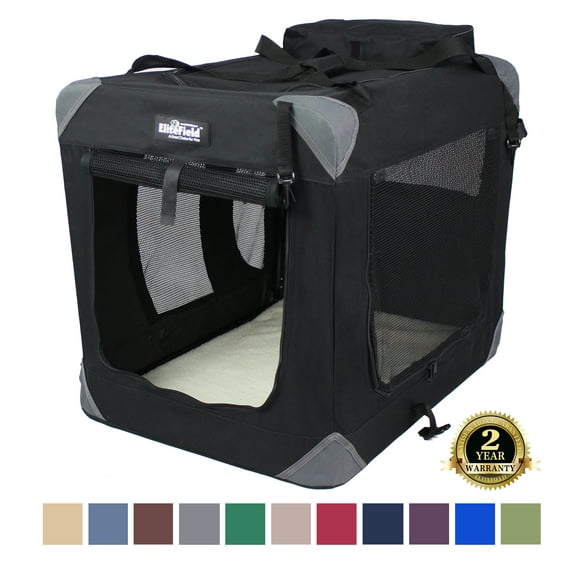 EliteField 3-Door Folding Soft Dog Crate with Carrying Bag and Fleece Bed (2 Year Warranty), Indoor & Outdoor Pet Home
