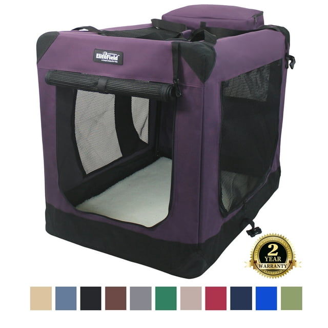 EliteField 3Door Folding Soft Dog Crate with Carrying Bag and Fleece