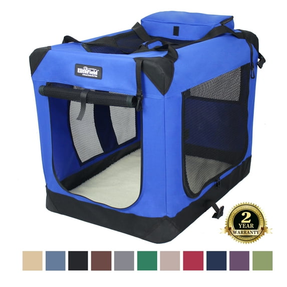 EliteField 3-Door Folding Soft Dog Crate with Carrying Bag and Fleece Bed (2 Year Warranty), Indoor & Outdoor Pet Home