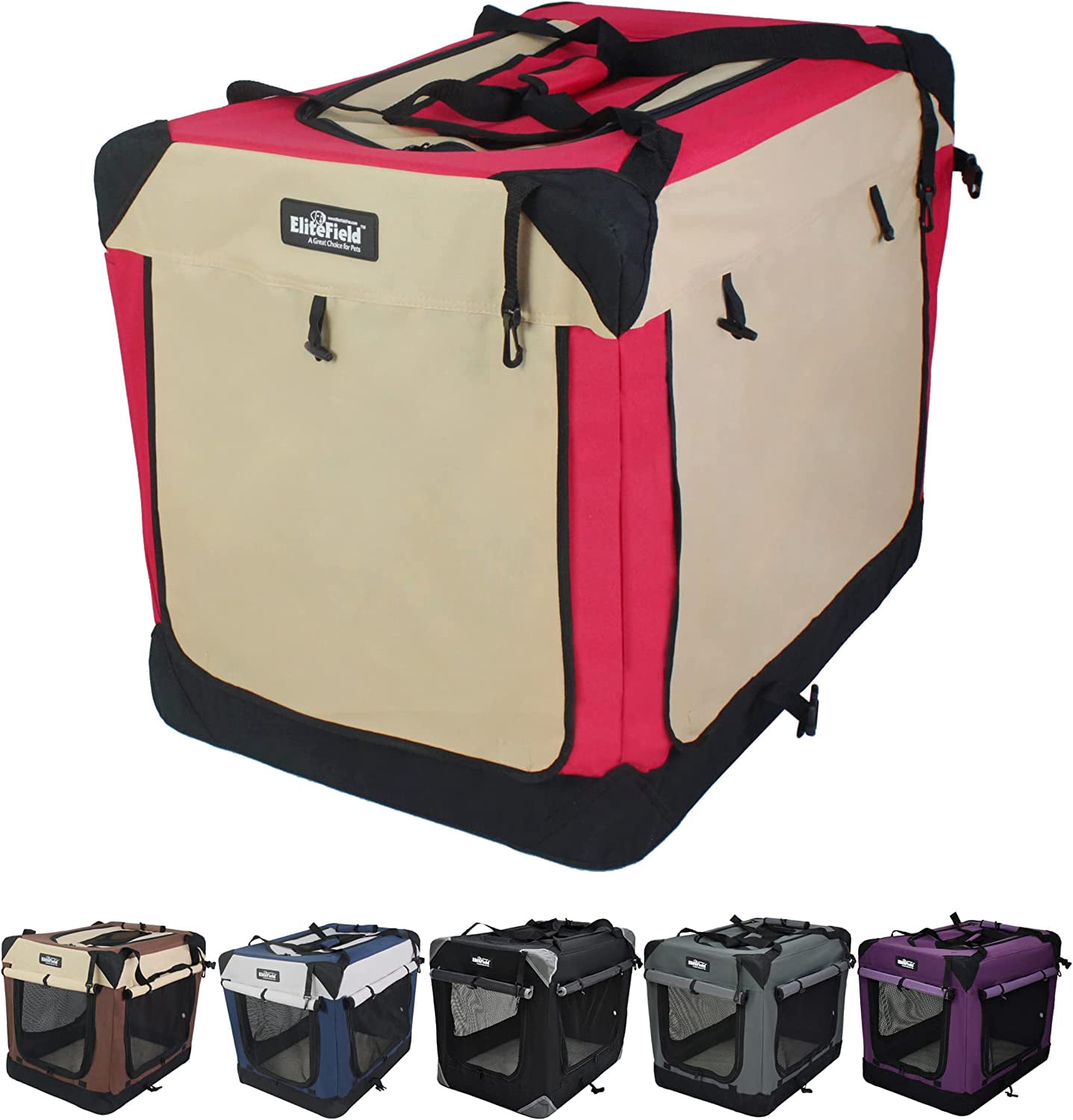 Photo inspiration: Picture Idea: Elitefield 4 Door Folding Soft Dog Crate With Curtains Carrying