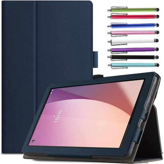 EliteGadget Case for Lenovo Tab M8 (4th Gen) (TB-300FU) - Lightweight Folio Stand Cover PU Leather Case for Lenovo Tab M8 (4th Gen) 8 Inch Display 2023 Released + 1 Stylus (Navy Blue)