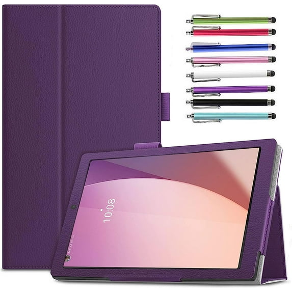 EliteGadget Case for Lenovo Tab M8 (4th Gen) (TB-300FU) - Lightweight Folio Stand Cover PU Leather Case for Lenovo Tab M8 (4th Gen) 8 Inch Display 2023 Released + 1 Stylus (Purple)