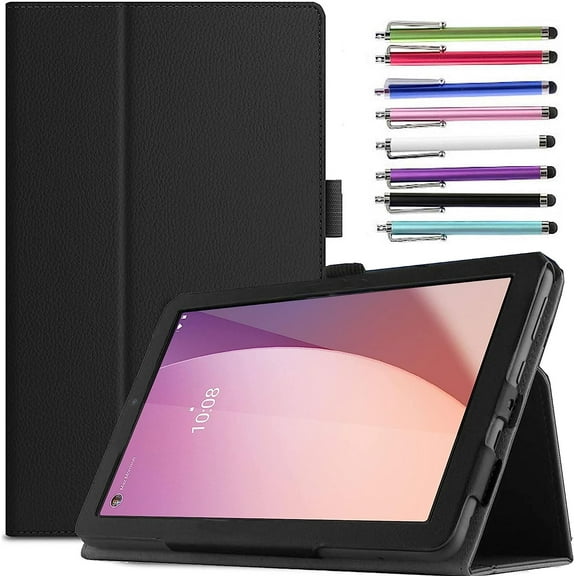 EliteGadget Case for Lenovo Tab M8 (4th Gen) (TB-300FU) - Lightweight Folio Stand Cover PU Leather Case for Lenovo Tab M8 (4th Gen) 8 Inch Display 2023 Released + 1 Stylus (Black)