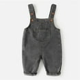 thumbnail image 1 of EliteGoogv Baby Denim Overalls Adjustable Strap Soft Bib Pants For Infant Boys Spring Autumn Casual Suspender Trousers Black 18-24 Months, 1 of 6