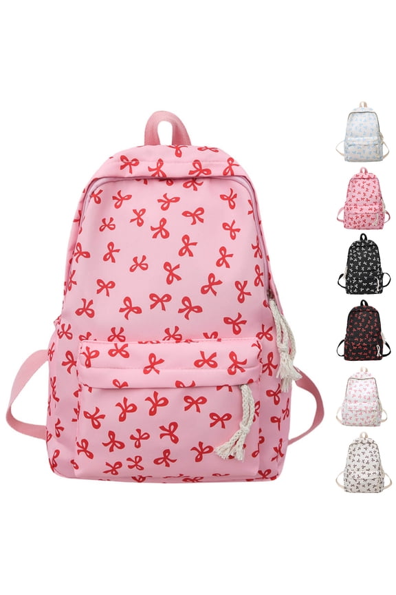 Backpacks For Women Bow Print Lightweight Womens Backpacks Large Capacity College Bookbags Adjustable Straps Casual Travel Daypacks Hot Pink
