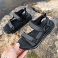 thumbnail image 1 of EliteGoogv Boys Open Toe Sandals Adjustable Strap Summer Shoes For Kids Outdoor Casual Walking Footwear Grey US:13.5, 1 of 5