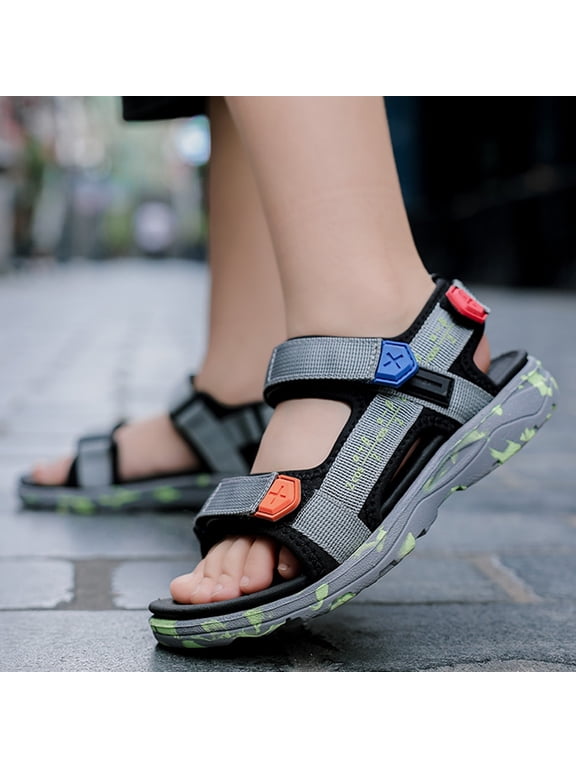 Boys Sandals Closed Toe Sandals Lightweight Soft Sole Summer Beach Shoes For Little Big Kids Outdoor Walking Shoes Grey US:4.5/12.5-13 Years