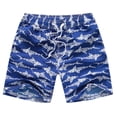 thumbnail image 1 of EliteGoogv Boys Swim Trunks Shark Surfboard Print Elastic Waist Drawstring Quick Dry Beach Vacation Swimming Shorts Summer Casual Bathing Suit,Blue,10, 1 of 2